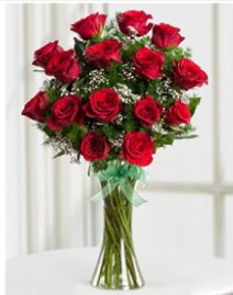Cam vazo içerisinde 11 kırmızı gül vazosu  Aksaray anneler günü çiçek yolla 