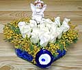 9 adet beyaz gül oyuncak  Aksaray internetten çiçek siparişi 