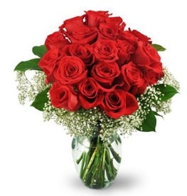 25 adet kırmızı gül cam vazoda  Aksaray çiçek , çiçekçi , çiçekçilik 