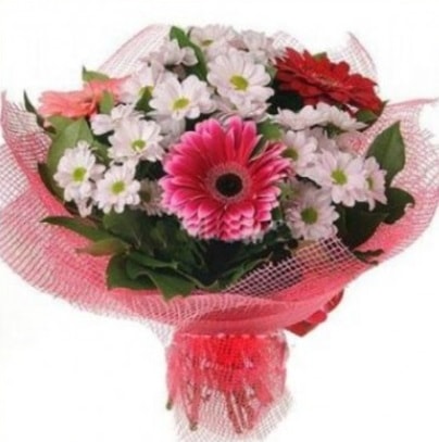 Gerbera ve kır çiçekleri buketi  Aksaray internetten çiçek siparişi 