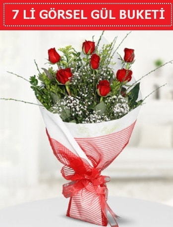 7 adet kırmızı gül buketi Aşk budur  Aksaray çiçek satışı 